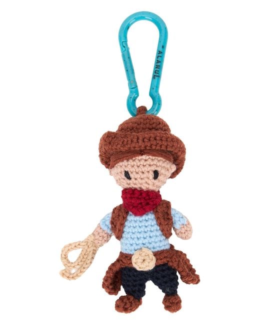 Alanui Red Crochet Cowboy Keychain