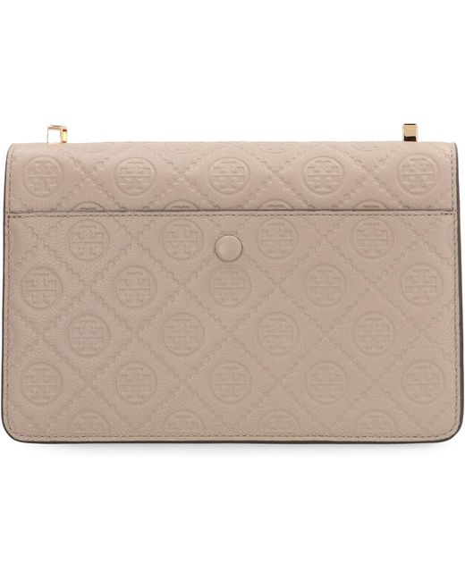Borsa a spalla T Monogram in pelle di Tory Burch in Natural