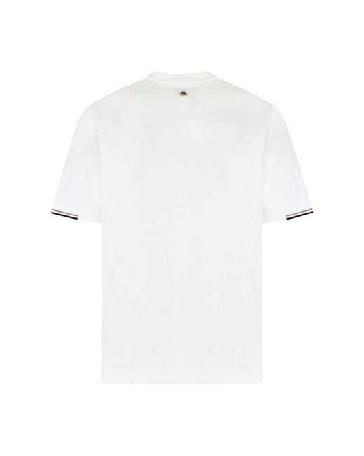 Boss White Cotton Crew-Neck T-Shirt for men