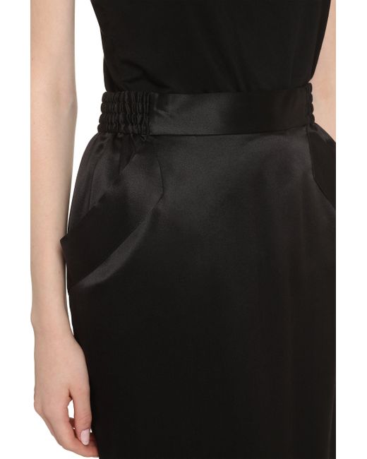 Saint Laurent Black Silk Crepe Skirt