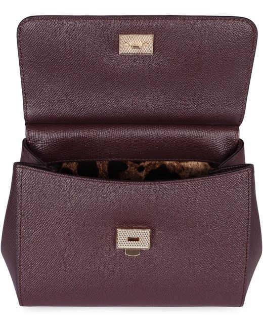 Borsa a mano Sicily Media in pelle di Dolce & Gabbana in Purple