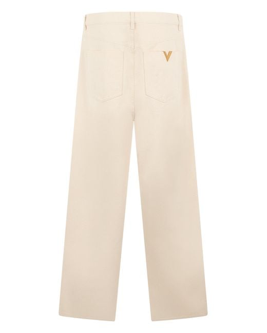 Valentino Garavani Natural Straight Cotton Trousers for men