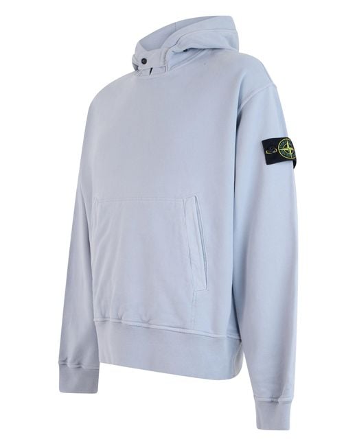 Stone Island Blue Hooded Sweatshirt for men