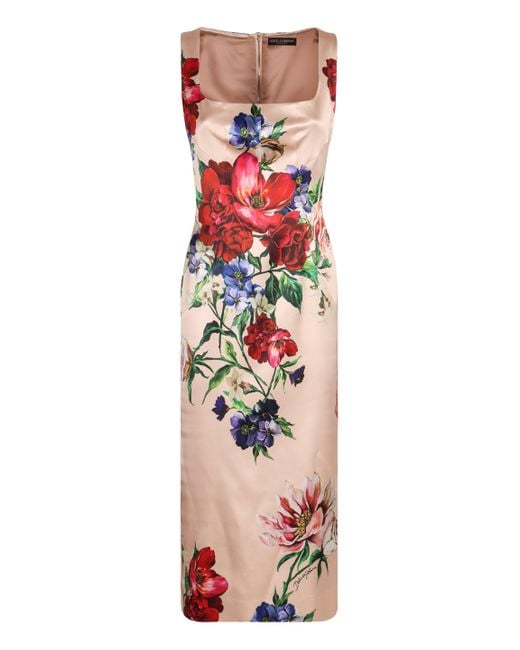 Dolce & Gabbana Pink Printed Satin Dress