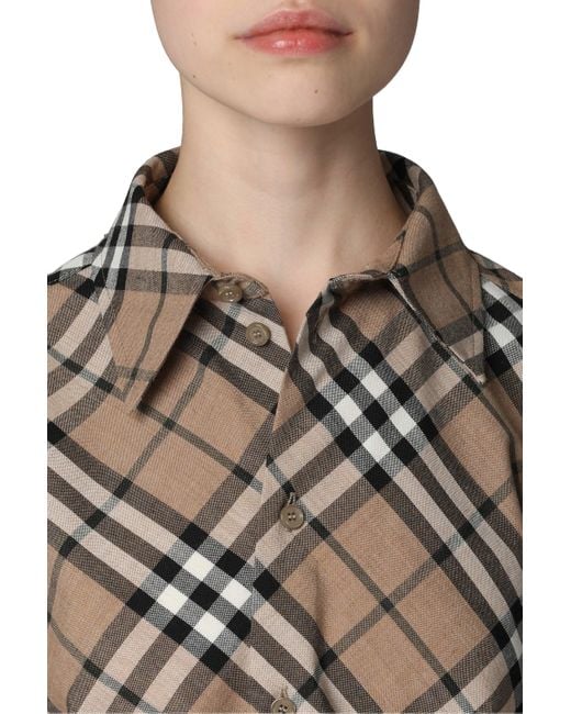 Burberry Gray Checkered Design Cotton Shirt For