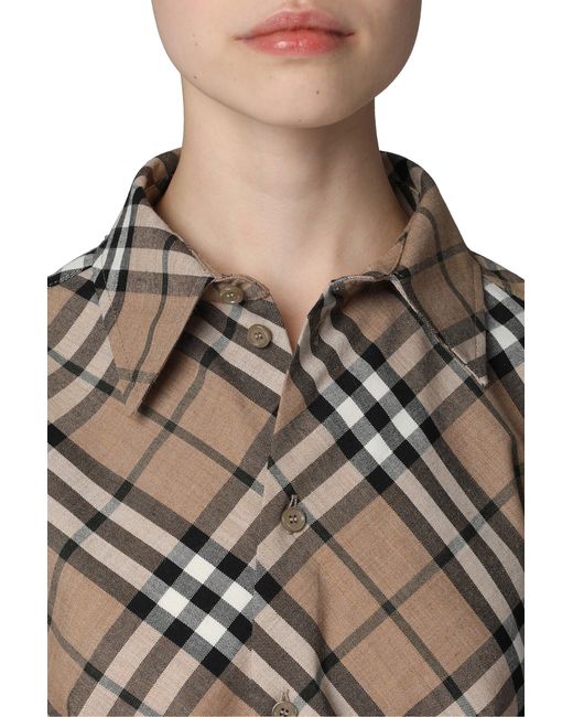 Camicia in motivo check di Burberry in Gray