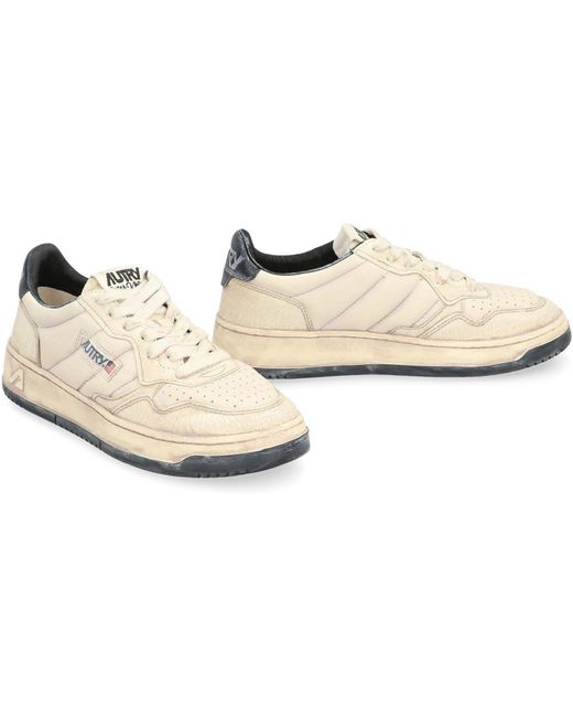 Autry White Medalist Leather Low-Top Sneakers