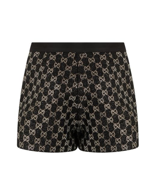 Gucci Black Shorts With Rhinestones
