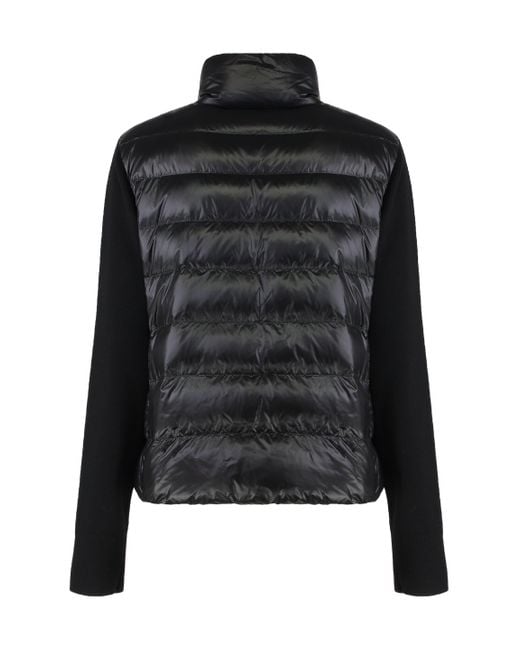 Moncler Black Cardigan With Padded Panels