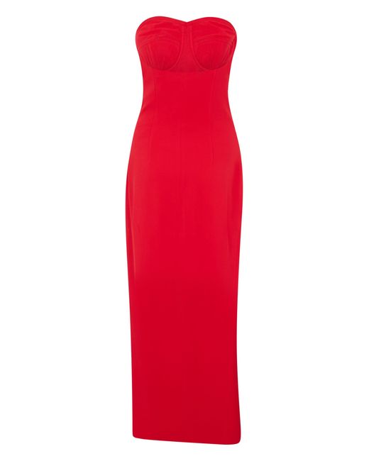 Alessandra Rich Red Midi Dress With Heart Neckline