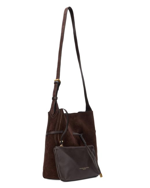 Gianni Chiarini Brown Suede Shoulder Handbag With Adjustable Strap, 23 Cm Width, 27 Cm Height, 10 Cm Depth