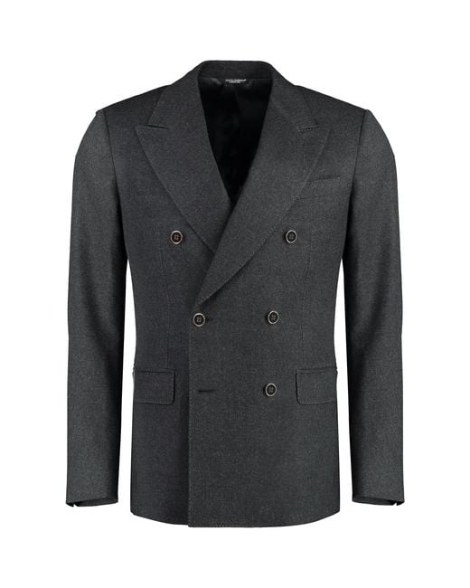 Dolce & Gabbana Black Wool Double-Breasted Blazer For – Fw23 Collection for men