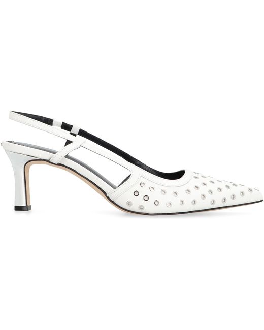 MICHAEL Michael Kors White Alora Leather Slingback Pumps