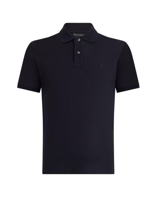 Emporio Armani Black Cotton Polo With Short Sleeves for men
