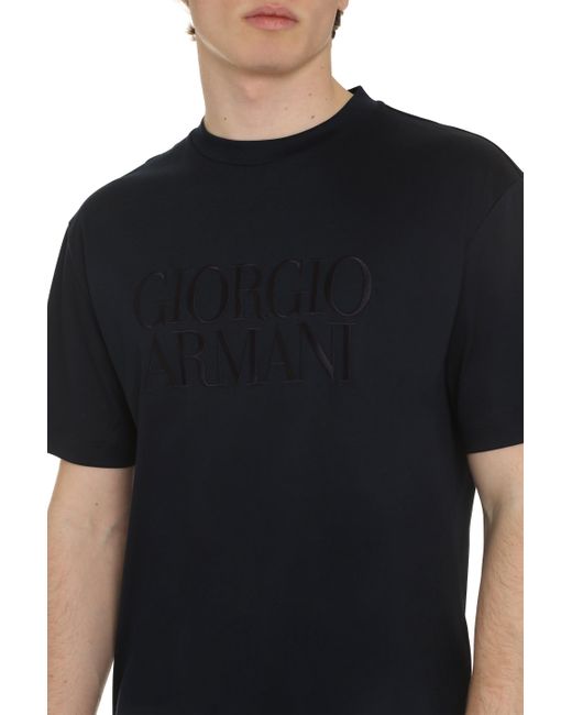 T-shirt girocollo in cotone di Giorgio Armani in Blue da Uomo