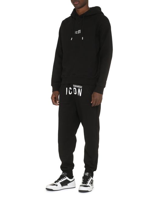 DSquared² Black Cotton Hoodie for men