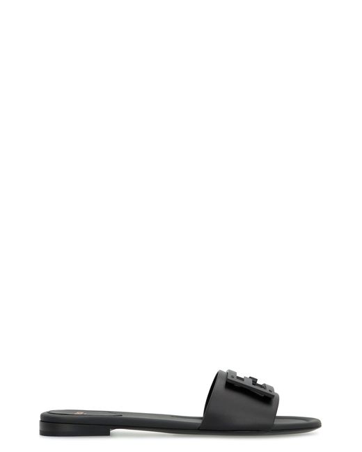 Fendi Black Baguette Leather Slides