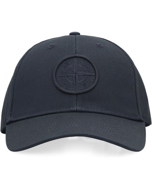 Stone Island Blue Baseball Cap With Logo for men