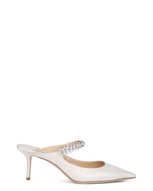 Jimmy Choo White Pointed Décolletage With Rhinestones