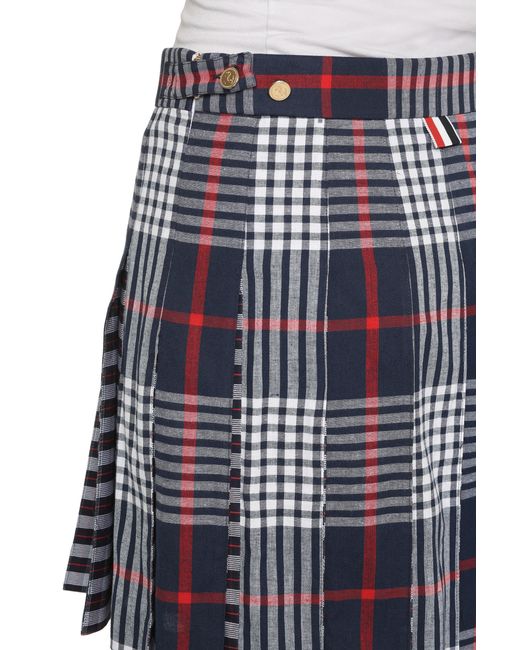 Thom Browne Blue Checkered Mini Skirt