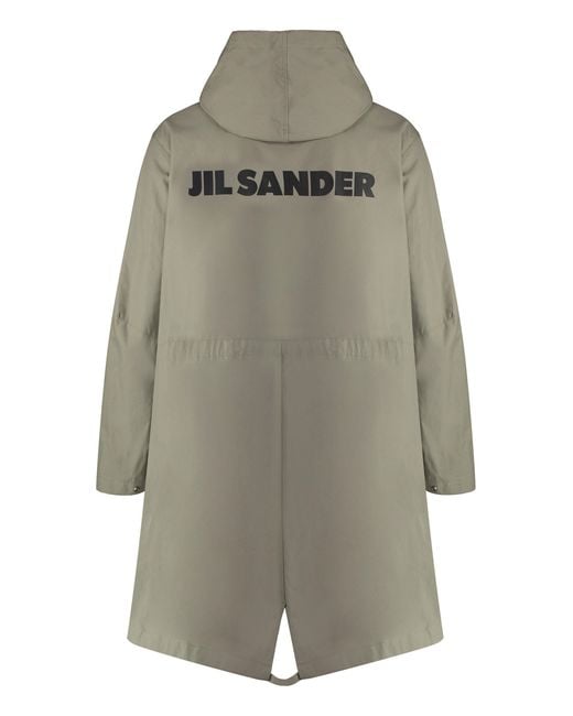 Jil Sander Gray Hooded Cotton Parka for men