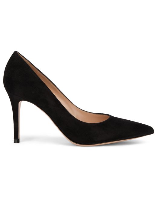 Gianvito Rossi Black Suede Décolleté With Elegant Heel
