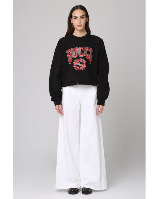 Gucci Black Cotton Crew-Neck Sweatshirt