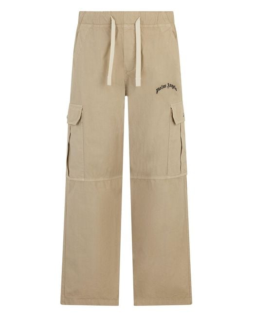 Palm Angels Natural Cargo Pants With Logo for men