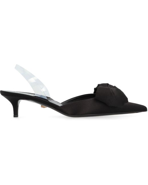 Versace Black Alia Satin Slingback Pumps