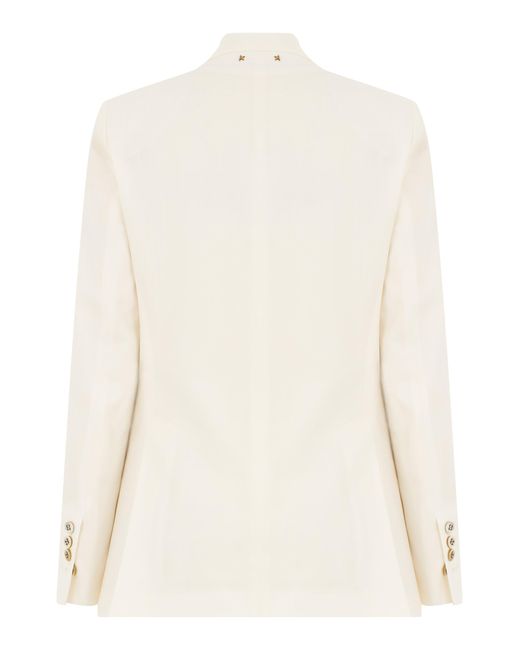 Golden Goose Deluxe Brand Natural Ivory Double-Breasted Blazer With Elegant Metal Buttons