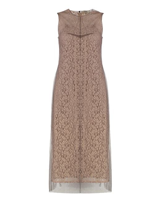 Fendi Natural Lace Midi Dress