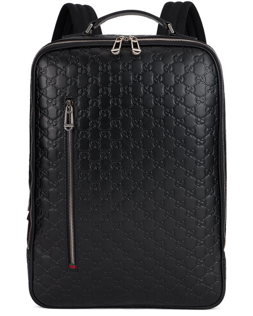 Gucci Black Medium Monogram Leather Backpack for men
