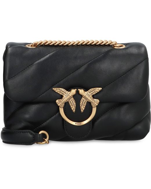 Pinko Black Love Mini Puff Leather Crossbody Bag