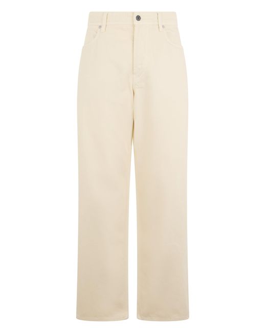 Stone Island Natural Loose And Straight Cotton Pants