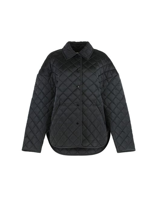 Totême Black Quilted Jacket With Collar
