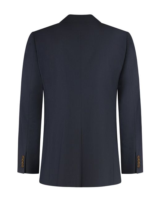 Dolce & Gabbana Blue Double-Breasted Jacket With Patch for men