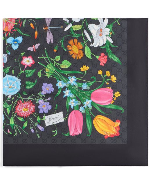 Gucci Black Silk Twill Square With Print