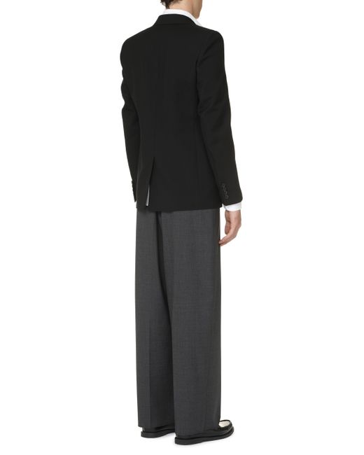 Saint Laurent Black Double-Breasted Gabardine Jacket for men