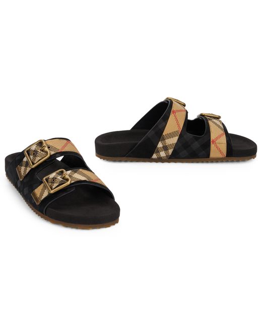Burberry Black Elegant Leather Buckle Sandals