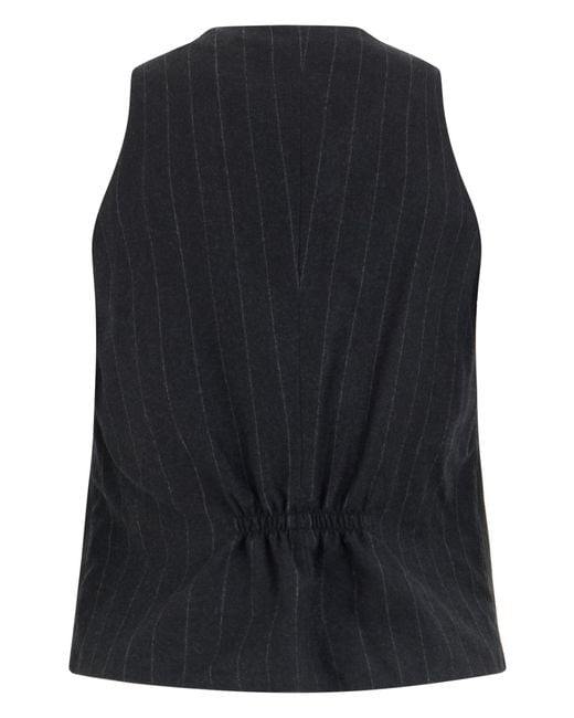 0205 Tagliatore Black Tagliatore 0205 Virgin Wool Fitted Button-Front Vest With Pockets