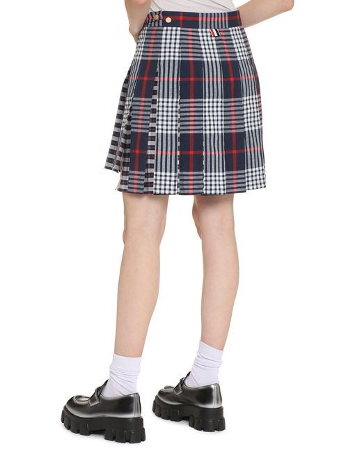 Thom Browne Blue Checkered Mini Skirt