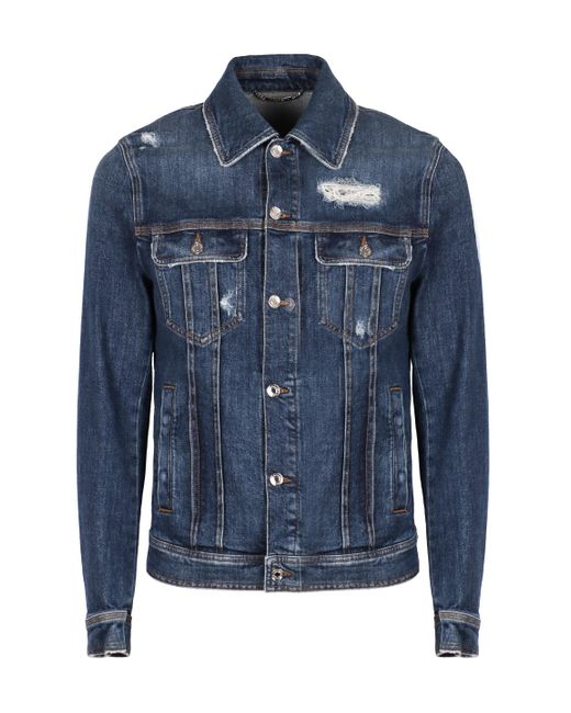Dolce & Gabbana Blue Stretch Denim Jacket for men