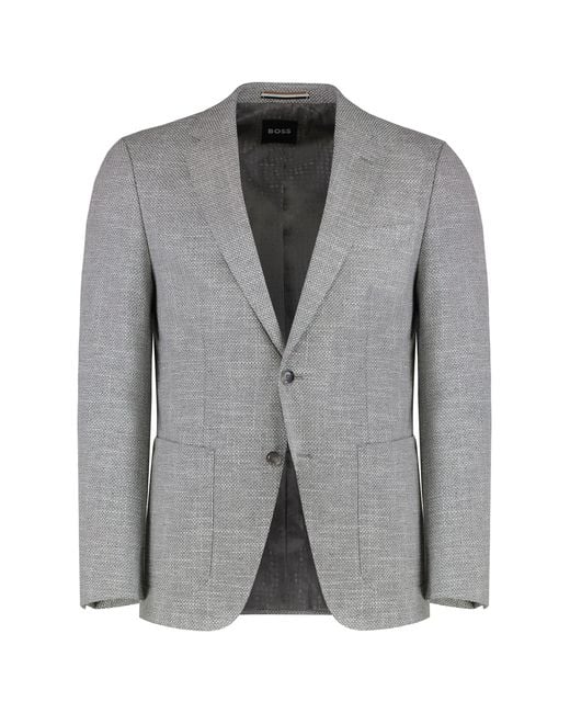 Boss Gray Single-Breasted Jacket for men