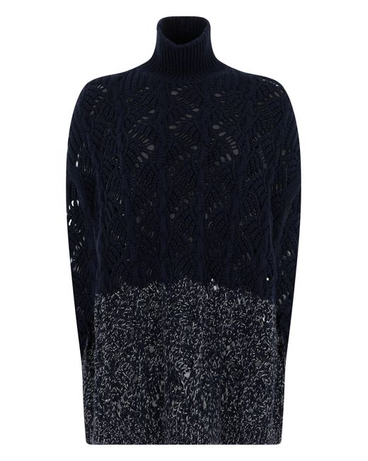 Fabiana Filippi Blue High-Collar Wool & Silk Cashmere Sweater