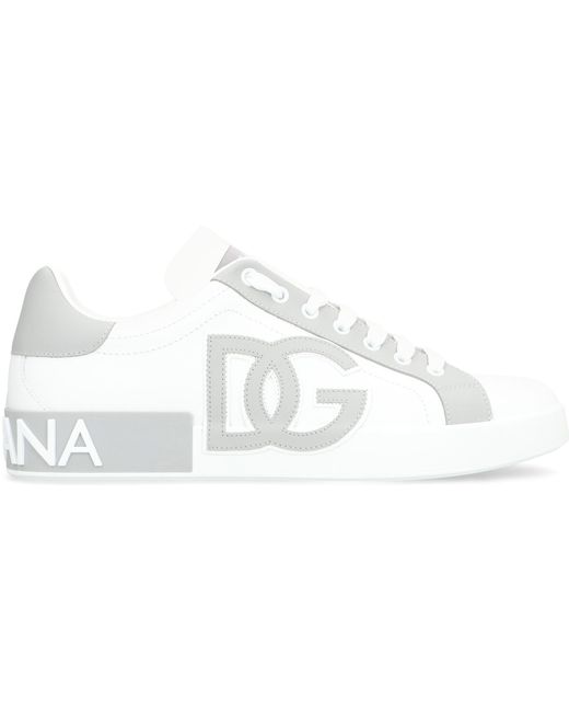 Sneakers low-top Portofino in pelle di Dolce & Gabbana in White da Uomo