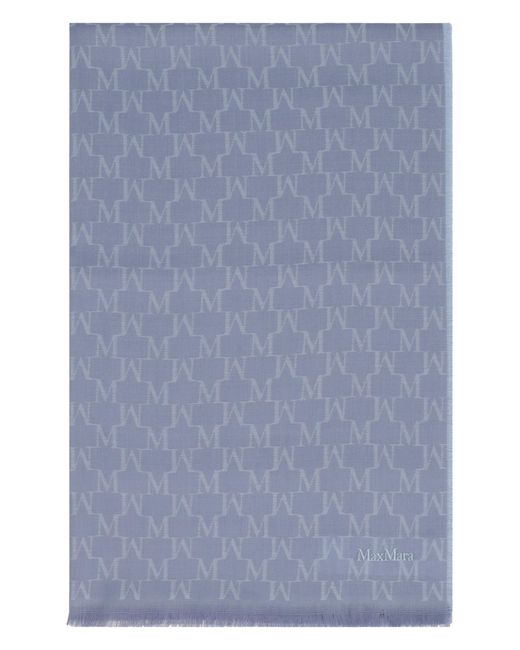 Max Mara Blue Magico Virgin Wool Scarf