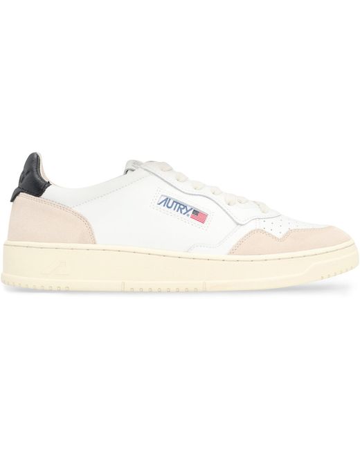 Autry White Medalist Leather Low-Top Sneakers for men