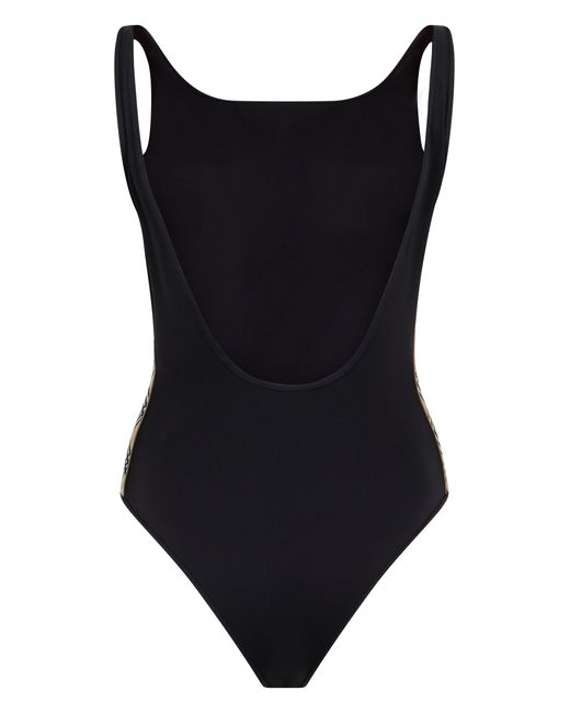 Burberry Black Swimsuit With Checked Details