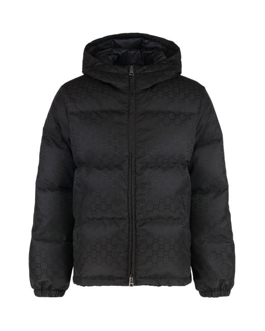Gucci Black Hooded Nylon Down Jacket for men