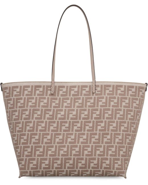 Fendi Brown Pequin Striped And Ff Fabric Roll Large Reversible Shopper